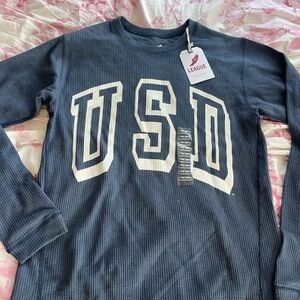 League Medium Blue Waffle Knit USD Shirt. University of San Diego.